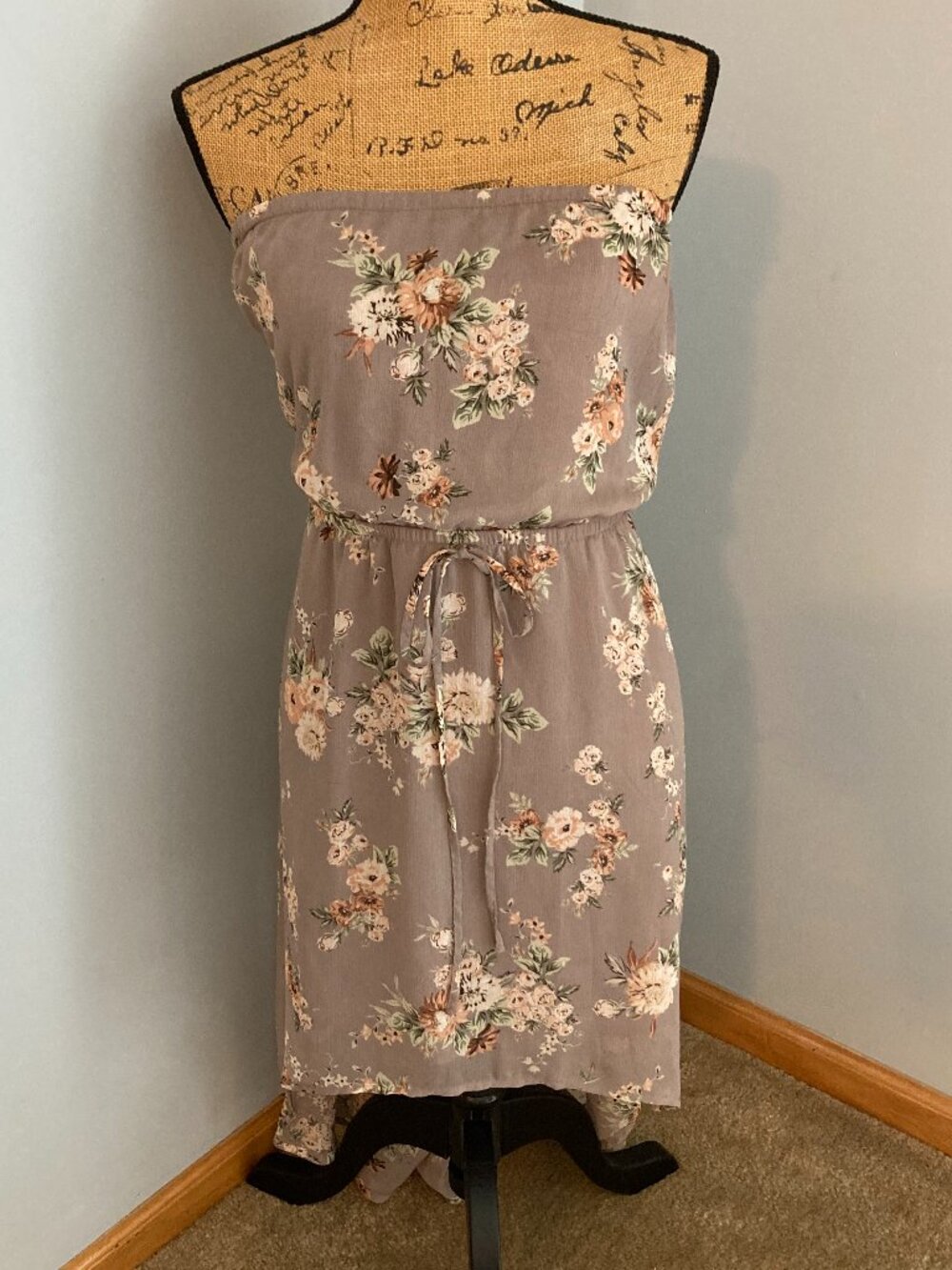American Rag Purple Floral Strapless High-Low Dress Women Size Small